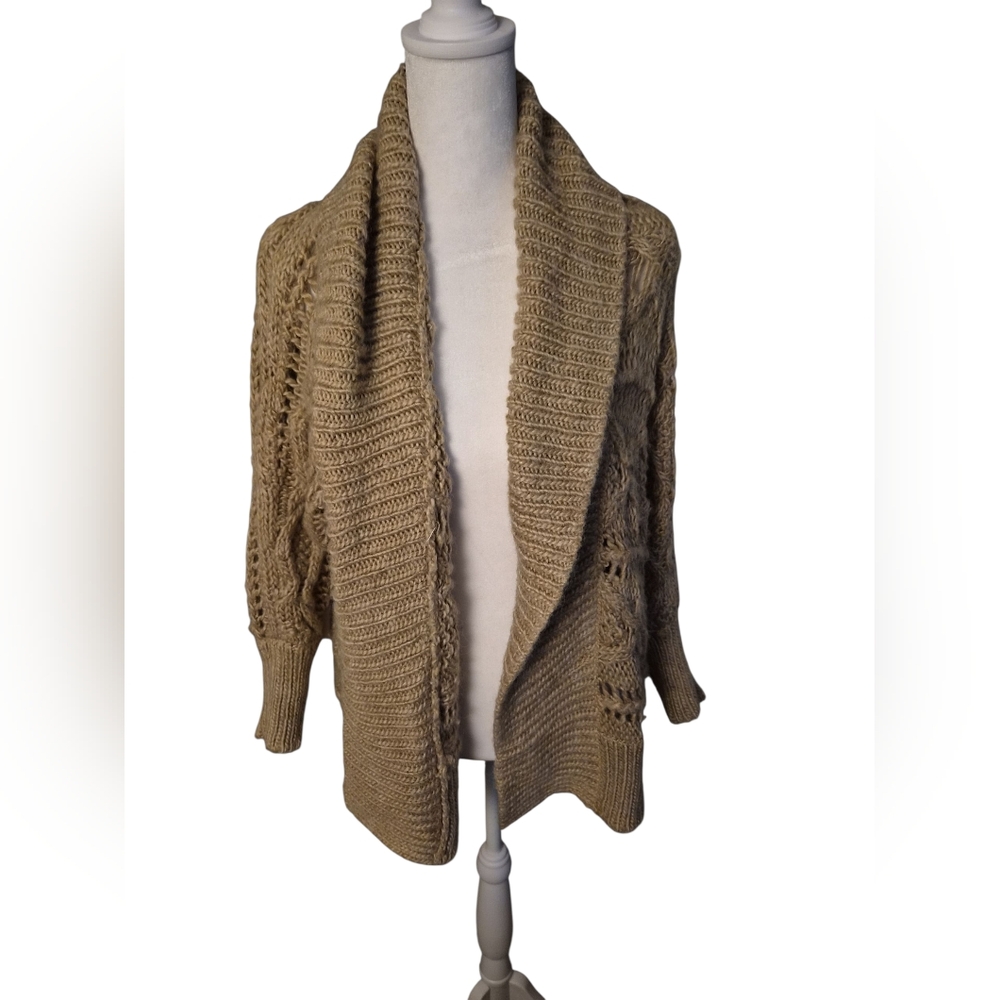 Express Tan Open-Front Cardigan